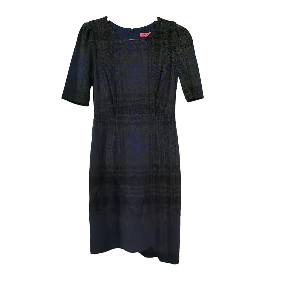 Betsey Johnson Womens 0 Plaid Lined Asymmetrical Faux Wrap Dress Gray/Black/Blue
